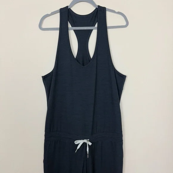 Vuori Lux Romper Racerback Sleeveless Jumpsuit in Ink Heather Blue